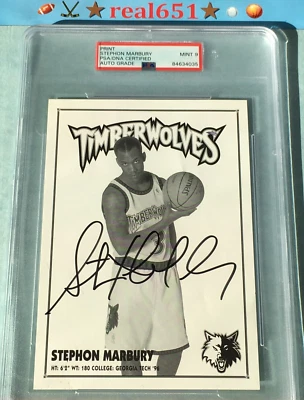 Slabbed PSA-DNA Certified STEPHON MARBURY Auto Print Mint 9 Authentic Autograph - Image 1 of 4
