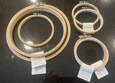 8 Wooden Embroidery Hoops: (1) 9", (2) 8", (1) 5", (4) 4" ~ Most w/Tags Joann - Image 1 of 4