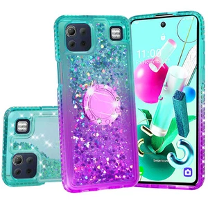 Cover for LG K92 5G Case Liquid Glitter Bling + Tempered Glass Screen Protector - Picture 1 of 11