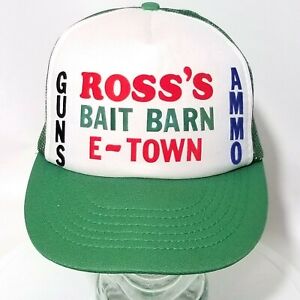 ROSS'S BAIT BARN GUNS AMMO E-TOWN Mesh Snapback Trucker Farmer Hat Cap VINTAGE
