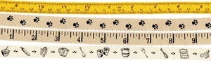 1/2" Wide Cotton Twill Paw Print Tape Measure Kitchen Choice by the Yard #CR04