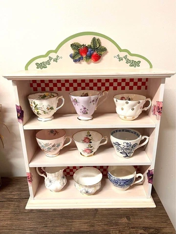 Vintage Small Light Pink Wooden Wall & Surface Cabinet Display Cover