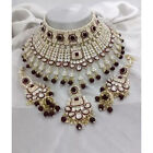 Collier de mariée indien Bollywood plaqué or Kundan Choker boucles d'oreilles ensemble de bijoux