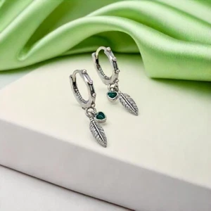 Spiritual Feathers Drop Earrings, Elegant Pair of Silver Feather Dangle Earrings - Picture 1 of 4