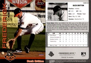 Buck Britton 2010 Choice Frederick Keys #03 Card *AutographDen*