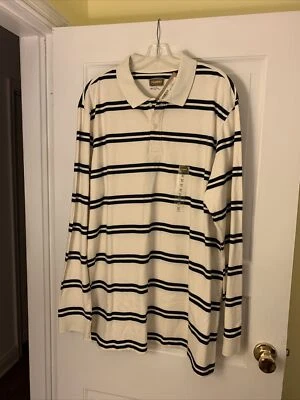 FOUNDRY CAMISA POLO MANGA LARGA PARA HOMBRE TALLA XLT en ponche de huevo/rayas azul marino $40 nueva con etiquetas Foto 1 de 4