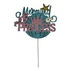 MERMAID PRINCESS CAKE TOPPER BIRTHDAY PARTY SUPPLY BLUE PINK GLITTER TOPPER