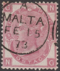 1872 SG103 Z43 3d ROSE PLATE 9 WMK SPRAY LOVELY MALTA CDS VERY FINE USED (NG) - Picture 1 of 1