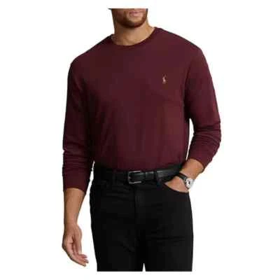 Camiseta Polo Ralph Lauren Masculina Manga Longa Grande e Alta Algodão Vermelha, Extra Grande - Imagem 1 de 3