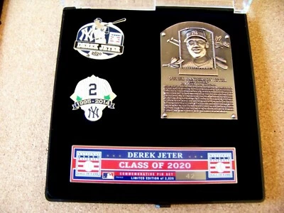 Derek Jeter NY Yankees 3 pin set Baseball Hall of Fame pin Cooperstown New York - Image 1 of 4