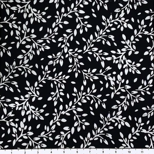 3 Yards of Lunn Fabrics Exclusive Black & White Batik Textile New Leaves Cotton - Picture 1 of 1