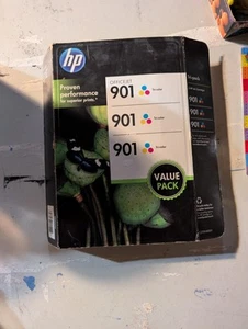 Vintage neue HP Officejet 901 Tri-Color Vorteilspack 3 Stück Tintenpatronen Ablaufdatum 2015 - Bild 1 von 2
