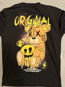 MEN'S FRESH LAUNDRY Original Teddy Bear Smiley Face Art Black Shirt Size Large - Picture 1 of 18