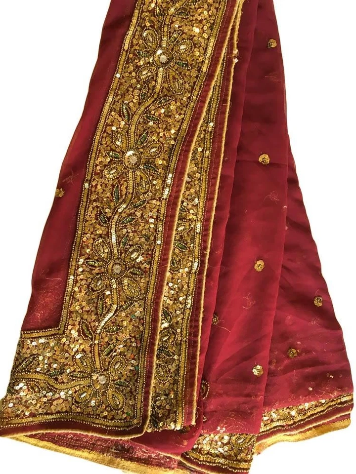 Шарф Georgette Dupatta винтажный индийский вышитый длинный украденный для женщины LD7209 - Изображение 1 из 4