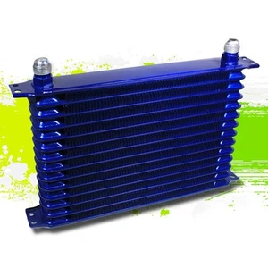 UNIVERSAL 14-ROW 10AN ALUMINUM ENGINE/TRANSMIS SION/DIFFERENTIAL OIL COOLER BLUE - Picture 1 of 1