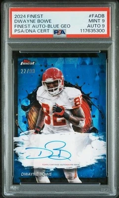 🔥PSA 9🔥2024 Topps Лучший Футбол ДУЭЙН БОУ Синий Геометрический /99 DNA AUTO 9 - Изображение 1 из 2