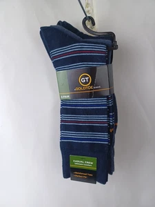 NEU Herren GoldToe 3 Paar Mode Crew Socken Premium Komfort verstärkte Zehen - Bild 1 von 6