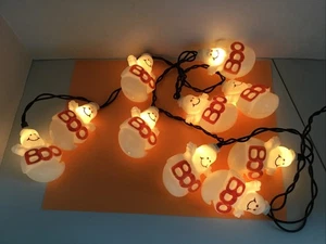 Decorative Vintage Halloween GHOST BOO Strand of Lights Excellent 10 Lights 10' - Picture 1 of 2