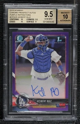 2018 Bowman Chrome Prospect Purple Refractor Keibert Ruiz BGS 9.5 GEM MINT Auto - Image 1 of 2