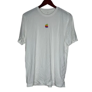 Vintage Apple Macintosh Rainbow Logo White T Shirt Single Stitch Y2K Sz M Retro - Picture 1 of 5