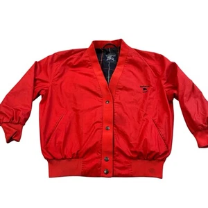 Chaqueta universitaria deportiva informal vintage Burberry (roja) forro a cuadros talla grande - Imagen 1 de 14