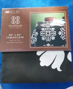 Floral Tablecloth Dwell Studio Black And White 60x80 Rectangle NEW - Picture 1 of 5