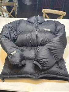 VTG 90s Bear USA Cold Weather Down Puffer Coat Men’s Medium M Black Hooded - Picture 1 of 19