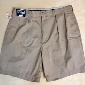 Polo Ralph Lauren pantaloncino uomo 38W beige plissettato tasche a taglio casual golf chino - Foto 1 di 8
