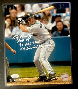 EDGAR MARTINEZ Signed 8x10 Photo with 3 Inscriptions, JSA COA Mariners HOF - Picture 1 of 3