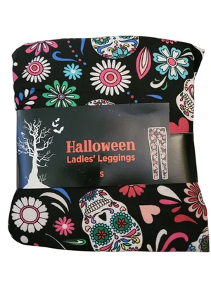 Halloween Sugar Skull Leggings S,M,L,XL,2XL Bobbie Brooks Dawn Of The Dead SOFT - Image 1 of 2