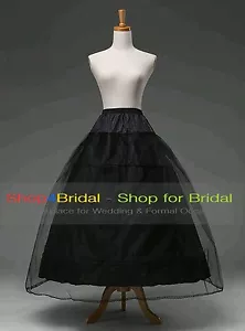 Black A Line 3 HOOP Wedding Bridal Dress Silps Crinoline Petticoat Underskirt - Picture 1 of 3
