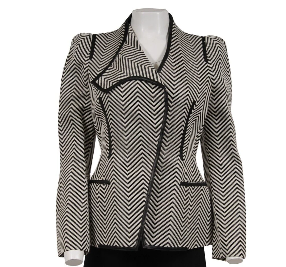 Casaco blazer Tom Ford Herringbone Jacket IT 42 preto branco nylon mistura de algodão - Imagem 1 de 4