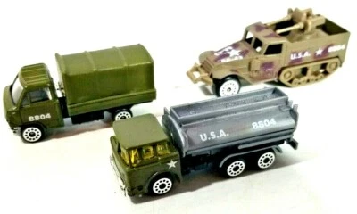 Zylmex Die Cast Segunda Guerra Mundial Tipo Ejército de Estados Unidos Media Vía con Camión de Combustible y Camión de Carga Foto 1 de 4