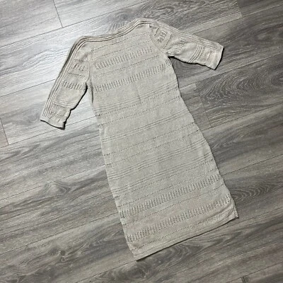 Tommy Bahama Cedar Gray Metallic Shimmer Elbow Sleeve Sweater Knit Dress S - Image 1 of 4