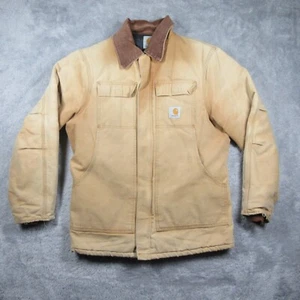 VTG Carhartt C03 BRN Mens 40 Tan Duck Arctic Quilt Lined Jacket Distressed USA - Picture 1 of 13