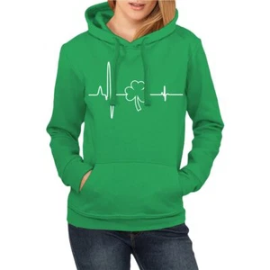Suéter con capucha para mujer latido del corazón Irlanda trébol St. Patricks Irish Pub - Imagen 1 de 5