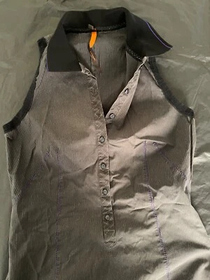 Vintage 90's Y2K Cop copine grey stripy sleeveless dress floral — 第 1/4 张图片