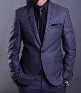 FZ NOBLE DISEÑADOR MODA ESMOQUIN TRAJE DE HOMBRE TALLA GRIS JUEGO CORREA 44 - Imagen 1 de 9