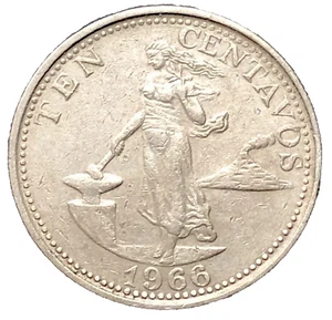 1968 PHILIPPINES - 10 Centavos - Vintage Collectible Copper/Nickel Coin - Picture 1 of 2