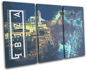 Ibiza Island Typography DJ Club TREBLE CANVAS WALL ART Picture Print - Picture 1 of 1