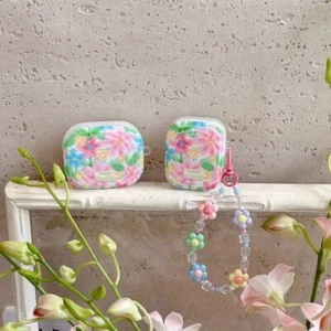 Custodia cover pelle floreale fiori colorati carina con ciondolo per AirPods 4 3 2 1 Pro 2  - Foto 1 di 10