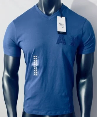 New Armani Exchange Men's Regular Fit V Neck Logo  Short  Sleeve  Shirt - Image 1 of 4
