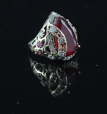  925 Sterling Silver Handmade Authentic Turkish Ruby Ladies Ring Size 6-12