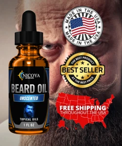 Beard Growth Oil -Fast Growing Beard Mustache Facial Hair oil for Men -Unscented - Picture 1 of 6