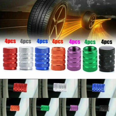 4pcs Aluminium Car Wheel Tyre Valve Stem Air Dust Cover Screw Caps Accessories - Image 1 of 4