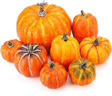Meiliy 8pc Harvest Artificial Assorted Fall Pumpkins Home & Garden Décor 