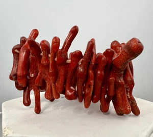 Vintage Native Red Stabilized Ocean Coral bracelet 35 grams - Picture 1 of 9