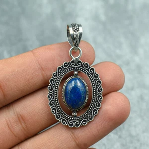 Schöner Lapis Lazuli Edelstein 925 Sterlingsilber Handgefertigter Anhänger AS-19 - Bild 1 von 3