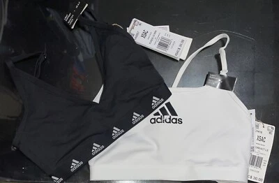 Lot (2) Adidas Women's Size XSAC Training Bras White Aeroreact & Black Purebare - Image 1 of 4