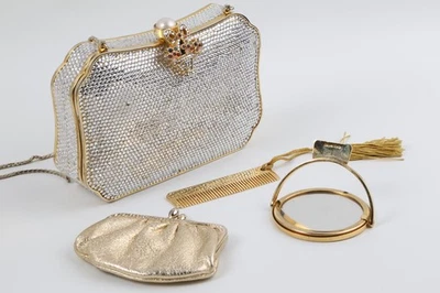Bolso de noche vintage Judith Leiber Swarovski cristal Minaudiere con peine, espejo Foto 1 de 4